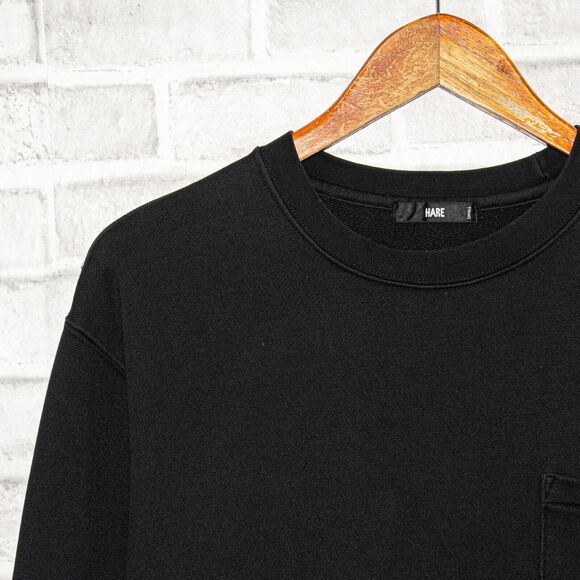 HARE Japan Men's crew Sweatshirt Black Terry Size Small - Picture 5 of 7
